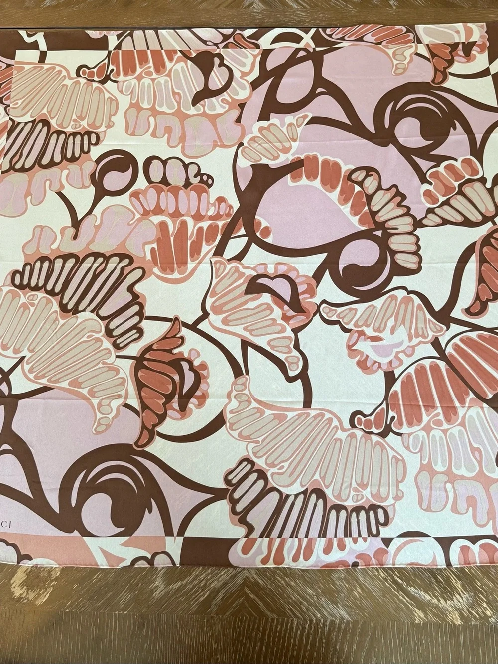 Gucci Silk Scarf Brown Beige Hand Rolled Made in Italy New With Tag